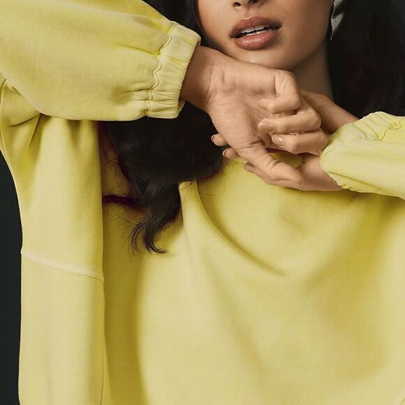 Anthropologie sz S Boxy Crop Sweatshirt NWT limr green crop dolman sweatshirt - Picture 1 of 16